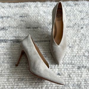 Vince Camuto Gray Suede Heels - Size 8
